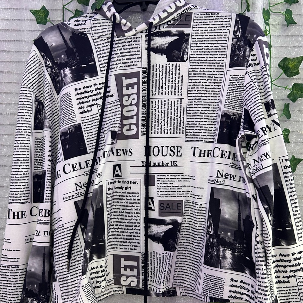 Cropped Newspaper Hoodie (Barely Used)